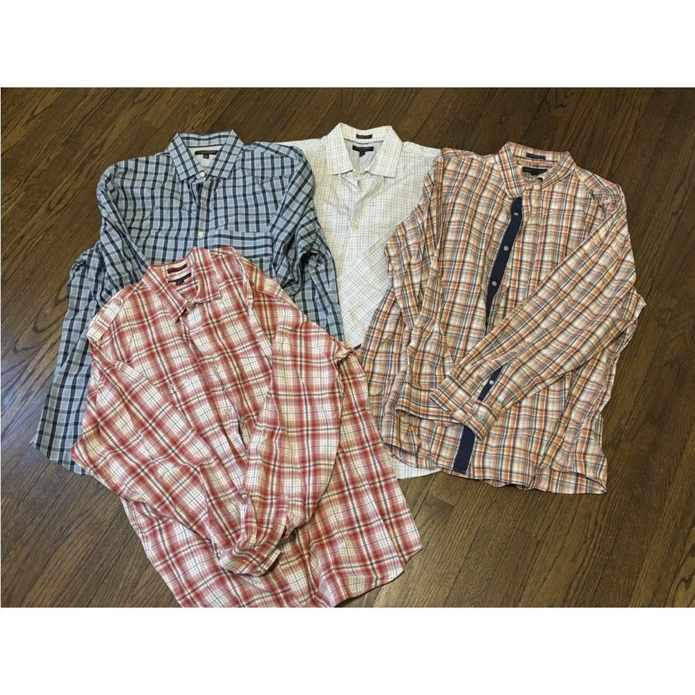 Banana Republic Men's Plaid Button-Down Shirts in Red, Blue, White, Tan